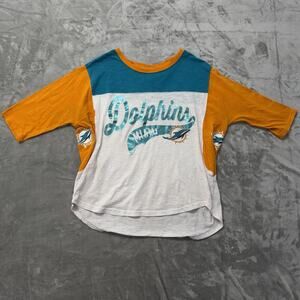Miami Dolphins Women’s Size XL Colorblock 3/4 Sleeve Shirt Hands High
